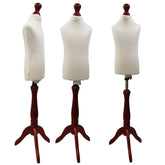 Children Kids Age 2-4 Tailors Dummy Mannequin, Cream Torso Bust with a Red Wood Tripod Stand